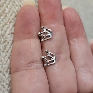 Silver Crown Stud Earrings